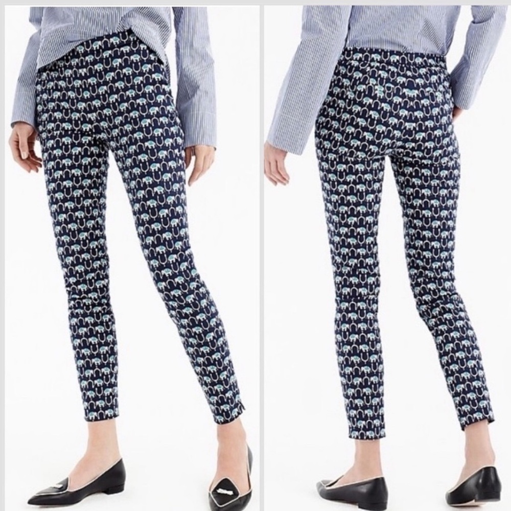 J. Crew Martie Slim Crop Ankle Pants in Elephant Print Size 10